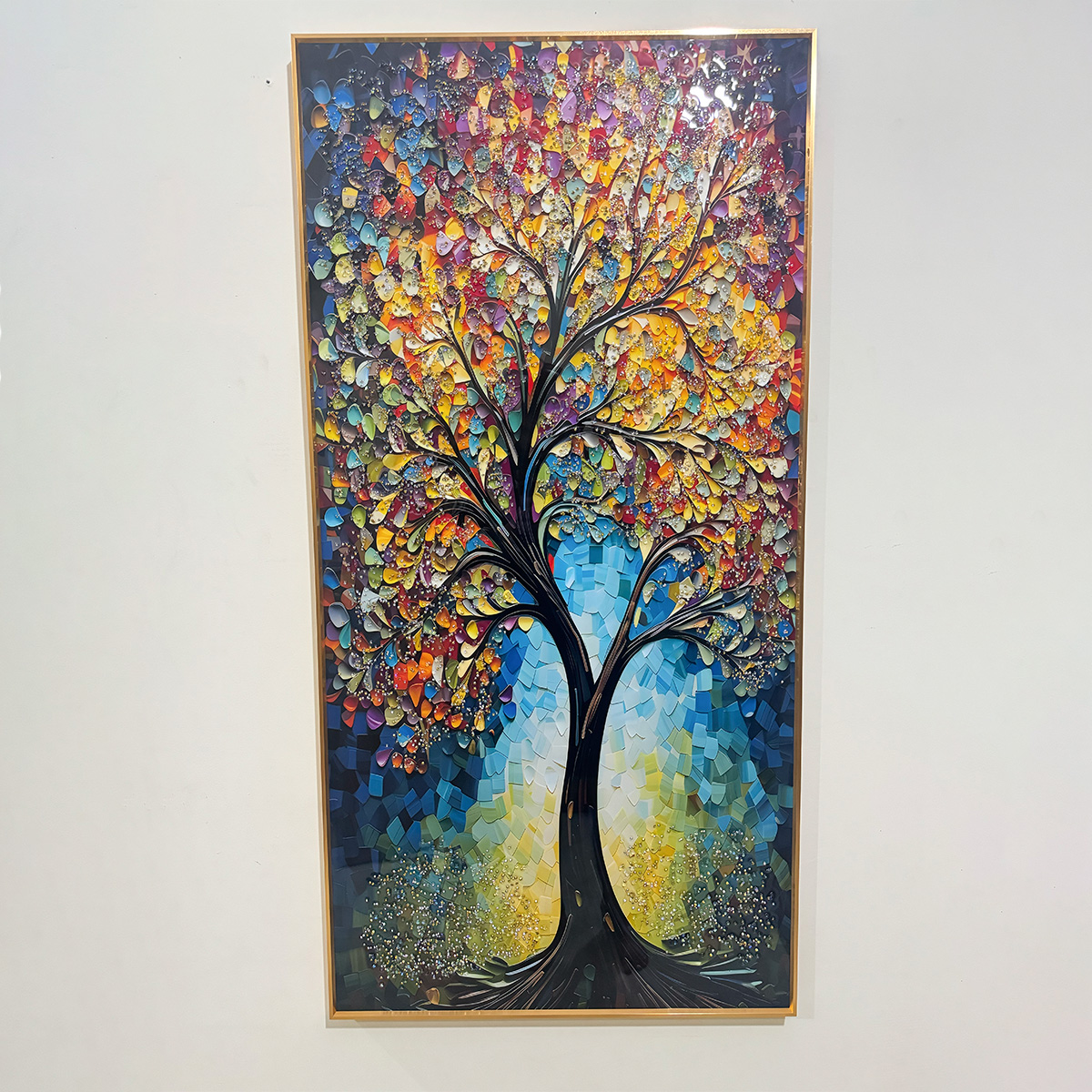 Colourful Impasto Tree Crystal Glass Painting - Image 3