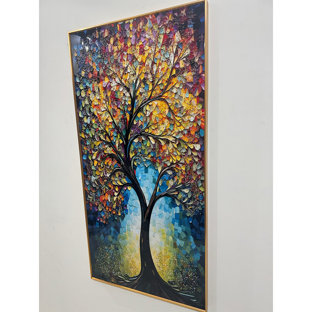Colourful Impasto Tree Crystal Glass Painting - Image 4