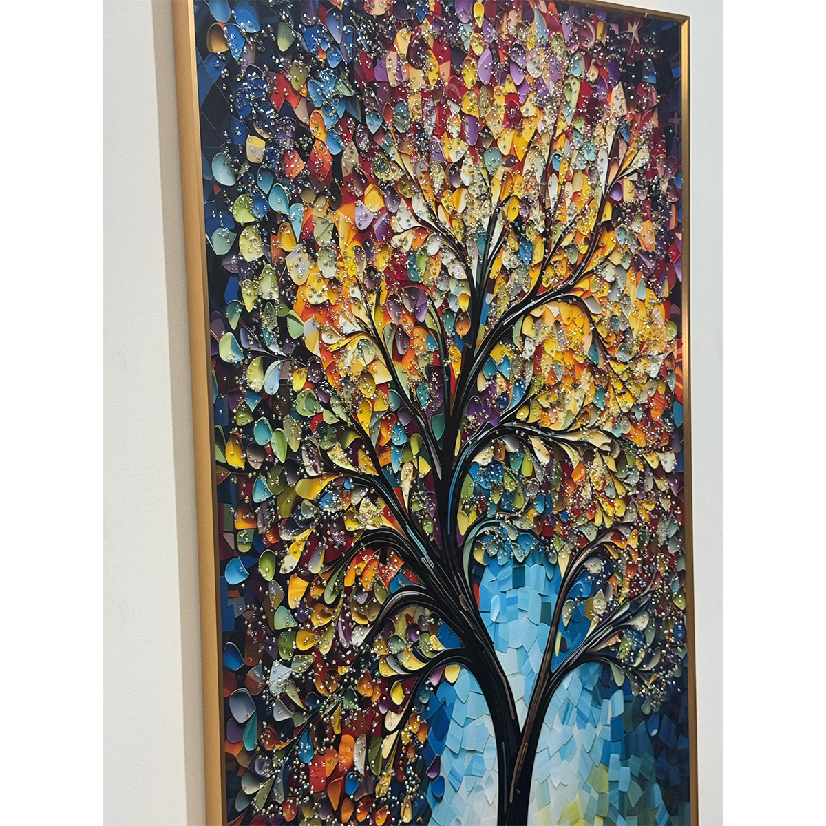 Colourful Impasto Tree Crystal Glass Painting - Image 6