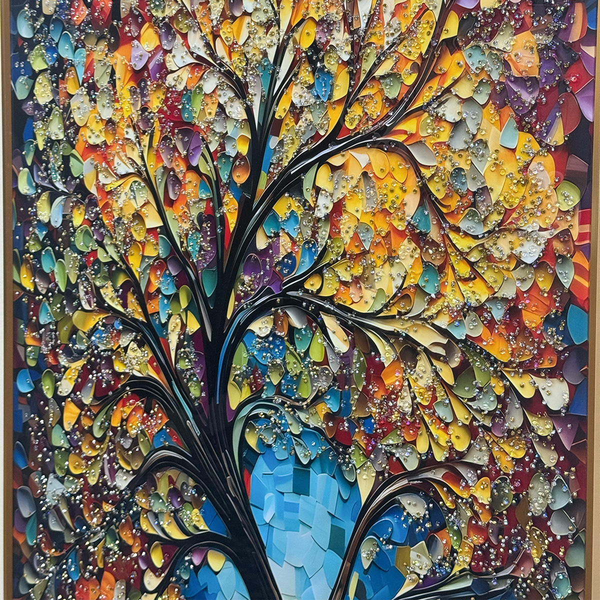 Colourful Impasto Tree Crystal Glass Painting - Image 7