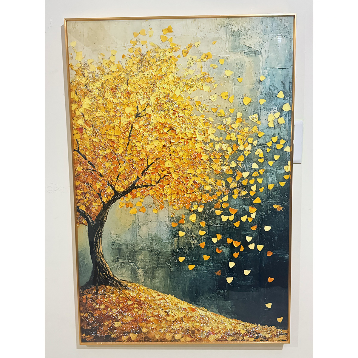 Golden Fortune Crystal Glass Tree Painting - Image 3