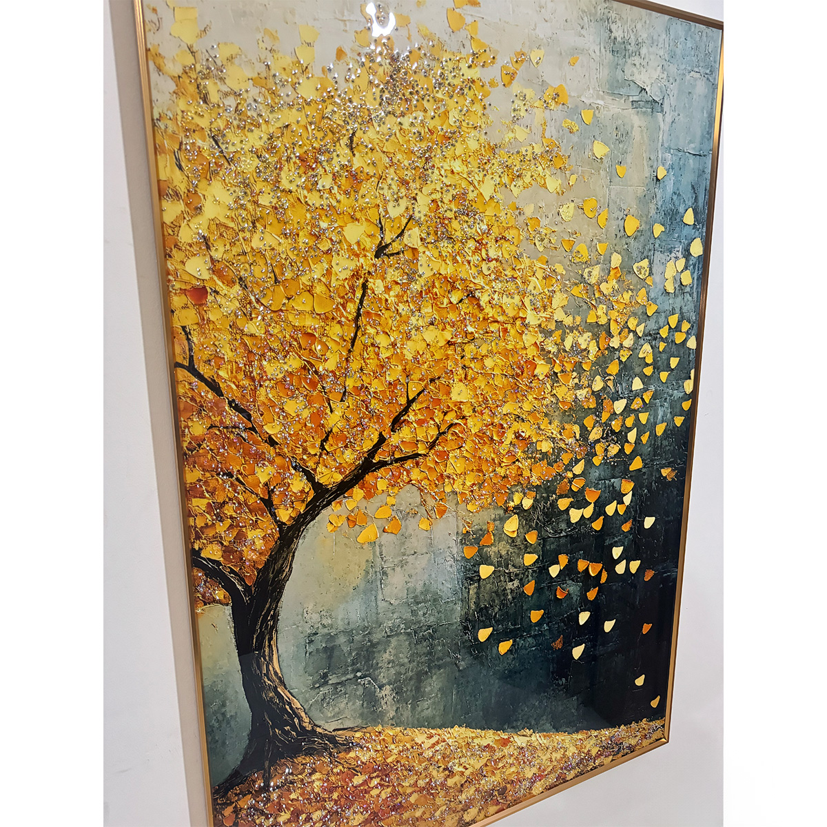 Golden Fortune Crystal Glass Tree Painting - Image 5