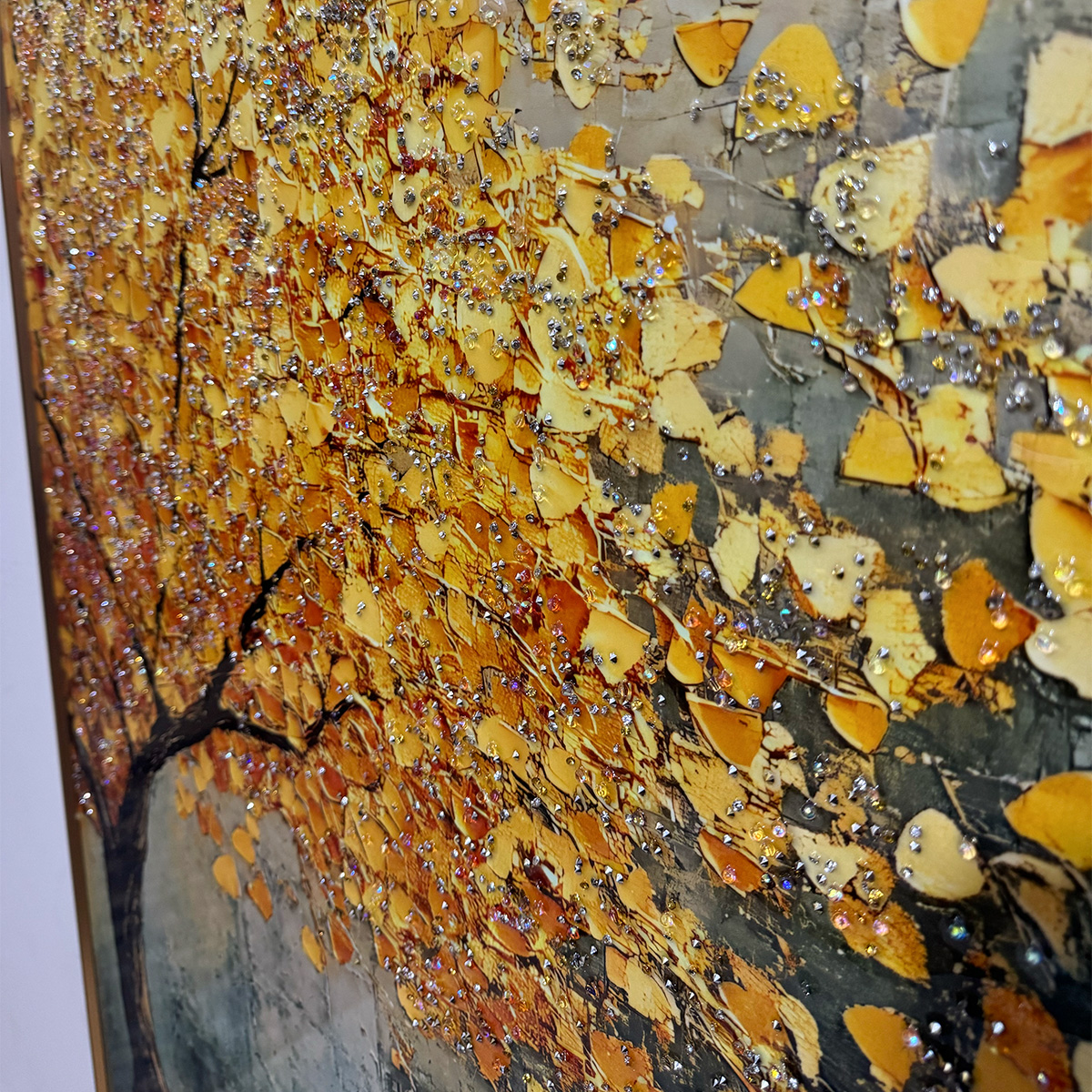 Golden Fortune Crystal Glass Tree Painting - Image 6