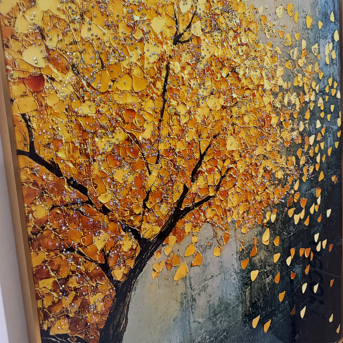 Golden Fortune Crystal Glass Tree Painting - Image 7