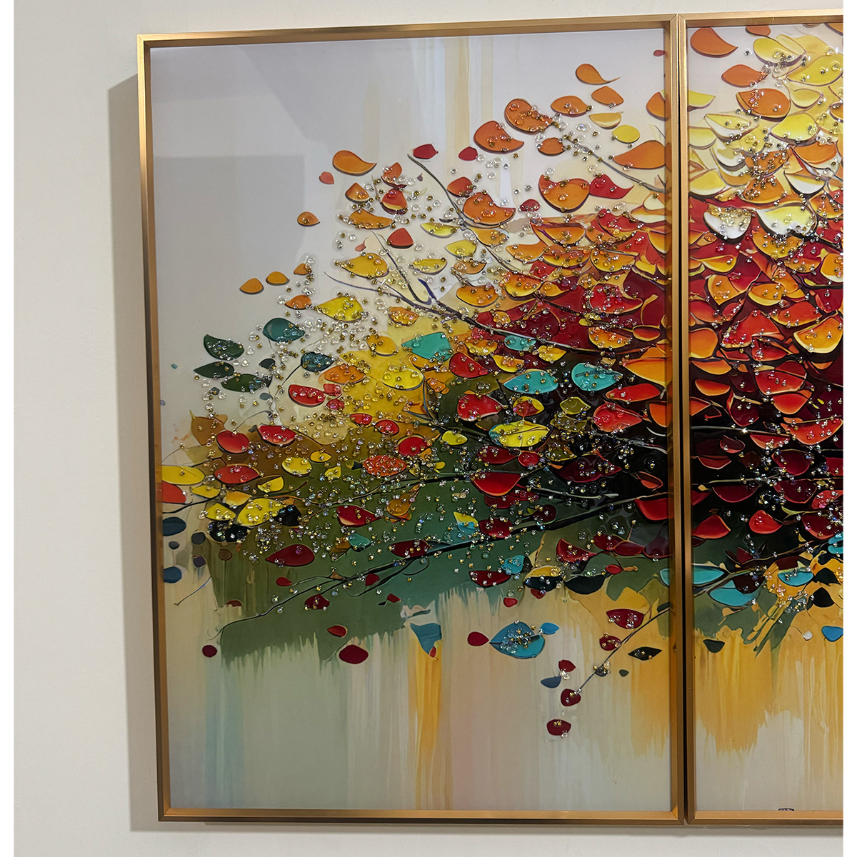 Colourful Tree of Life Impasto Glass Painting - Set of 3 - Image 4