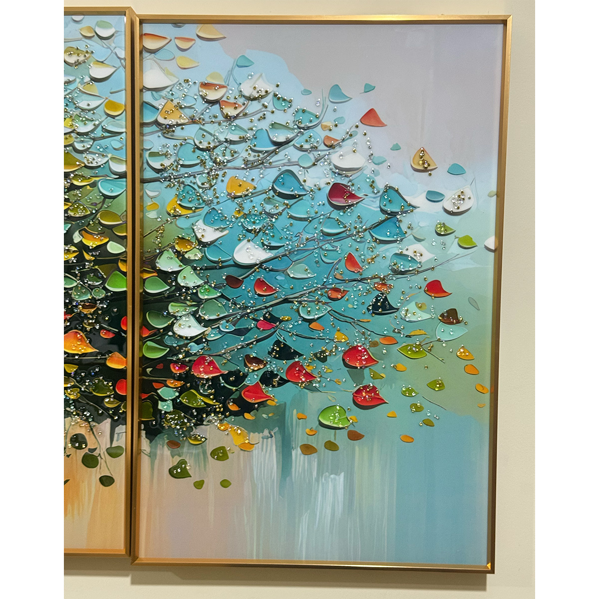 Colourful Tree of Life Impasto Glass Painting - Set of 3 - Image 5