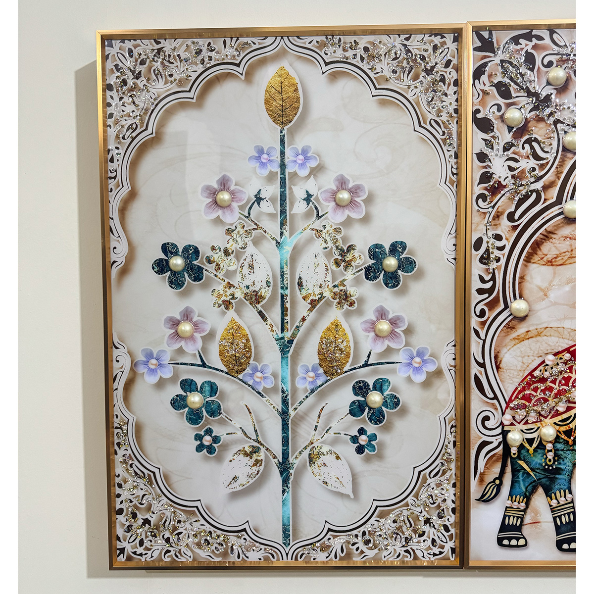 Traditional Indian Elephant Glass Painting - Set of 3 - Image 5