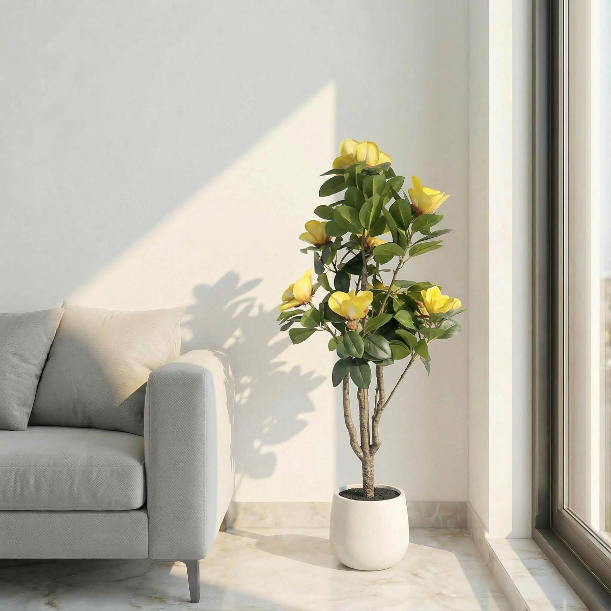 Artificial Yellow Magnolia Tree Plant