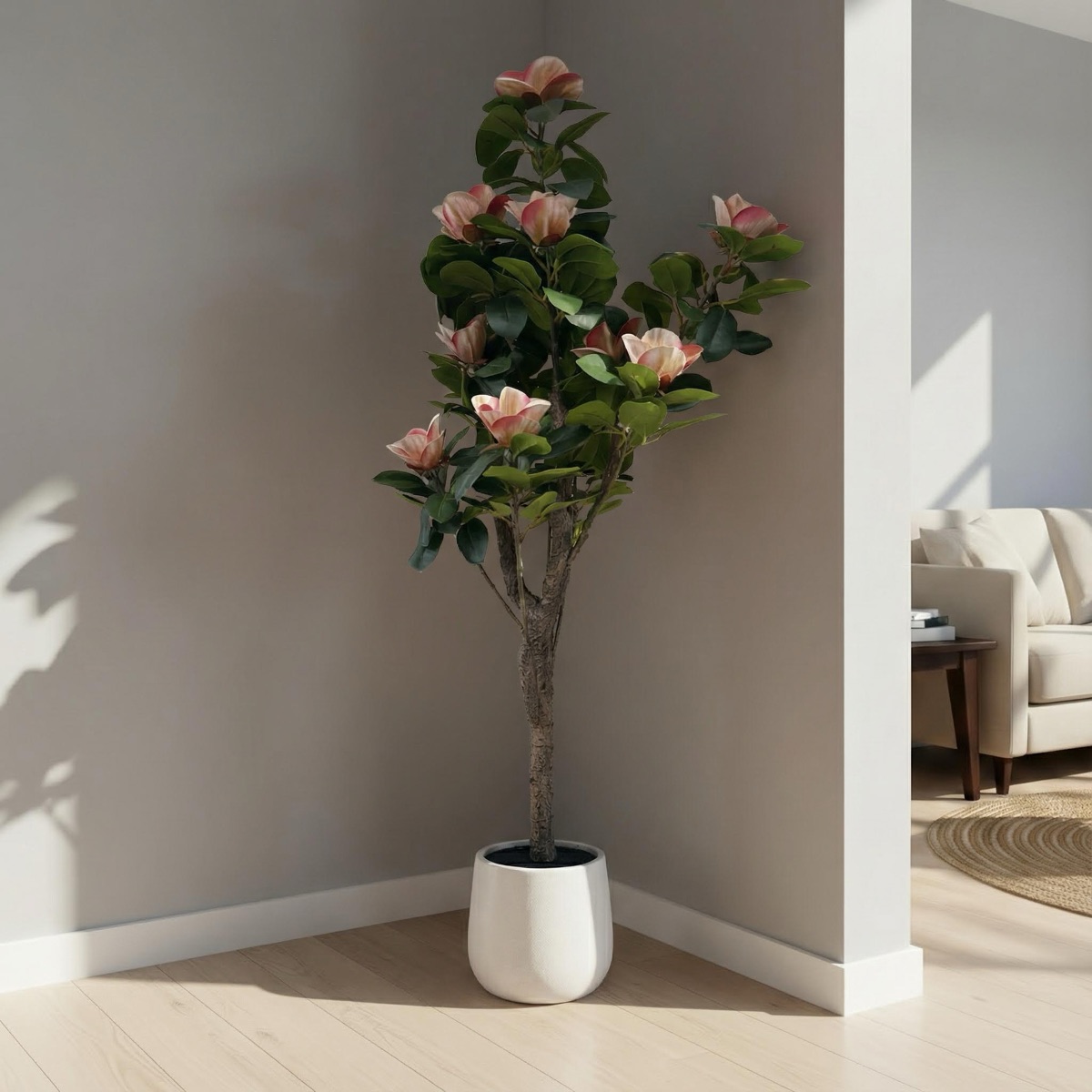 Artificial Pink Magnolia Tree Plant - Image 2