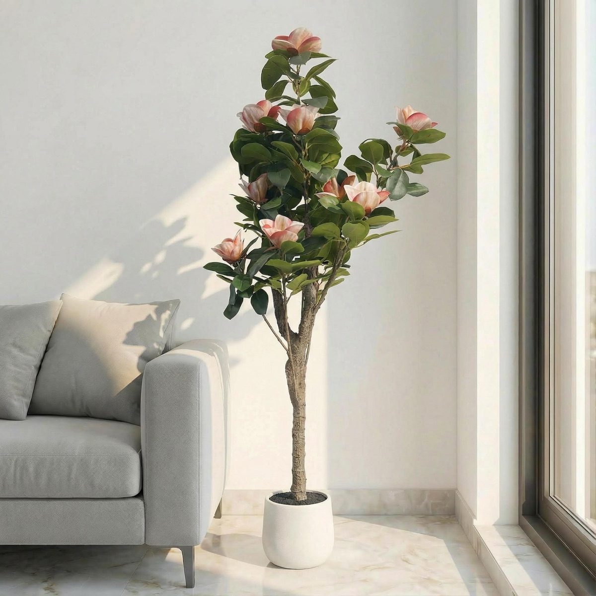 Artificial Pink Magnolia Tree Plant - Image 3