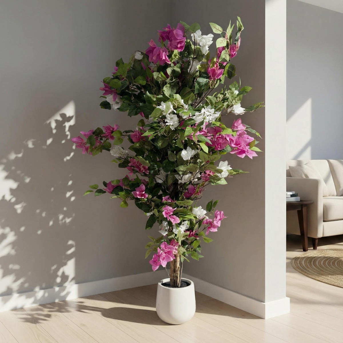 Artificial Pink White Bougainvillea Plant - Image 3
