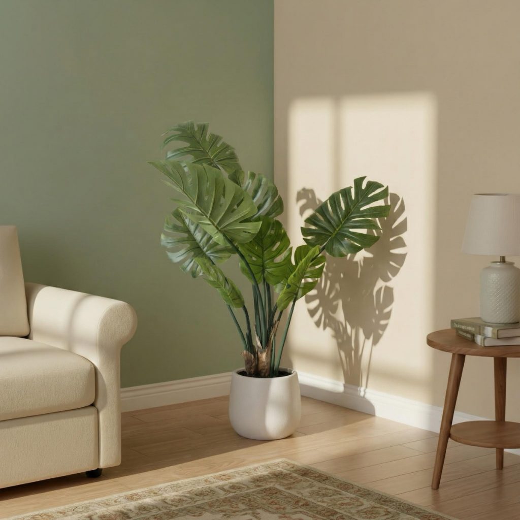 Swiss cheese Floor plant in living room