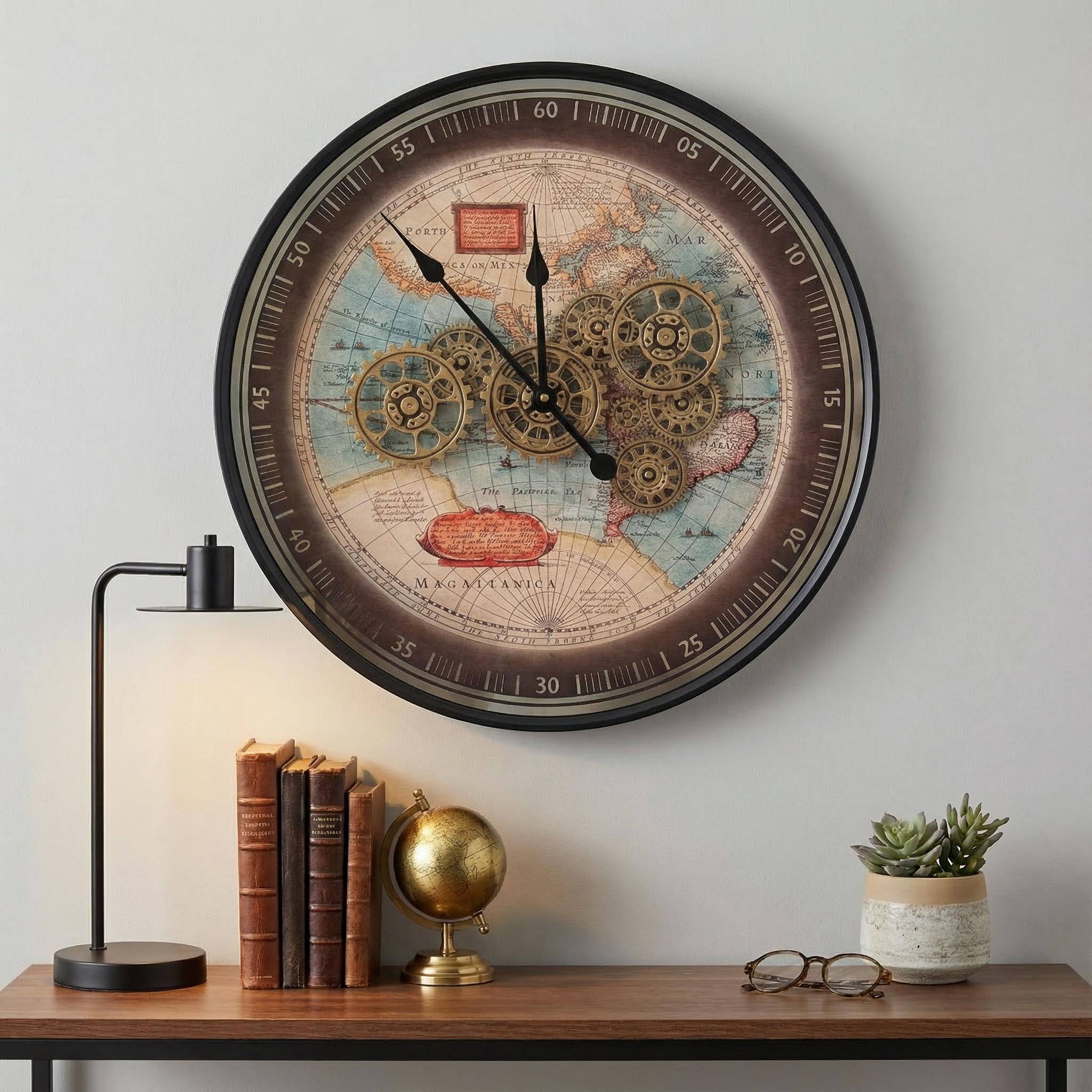Vintage Voyager Moving Gear Wall Clock