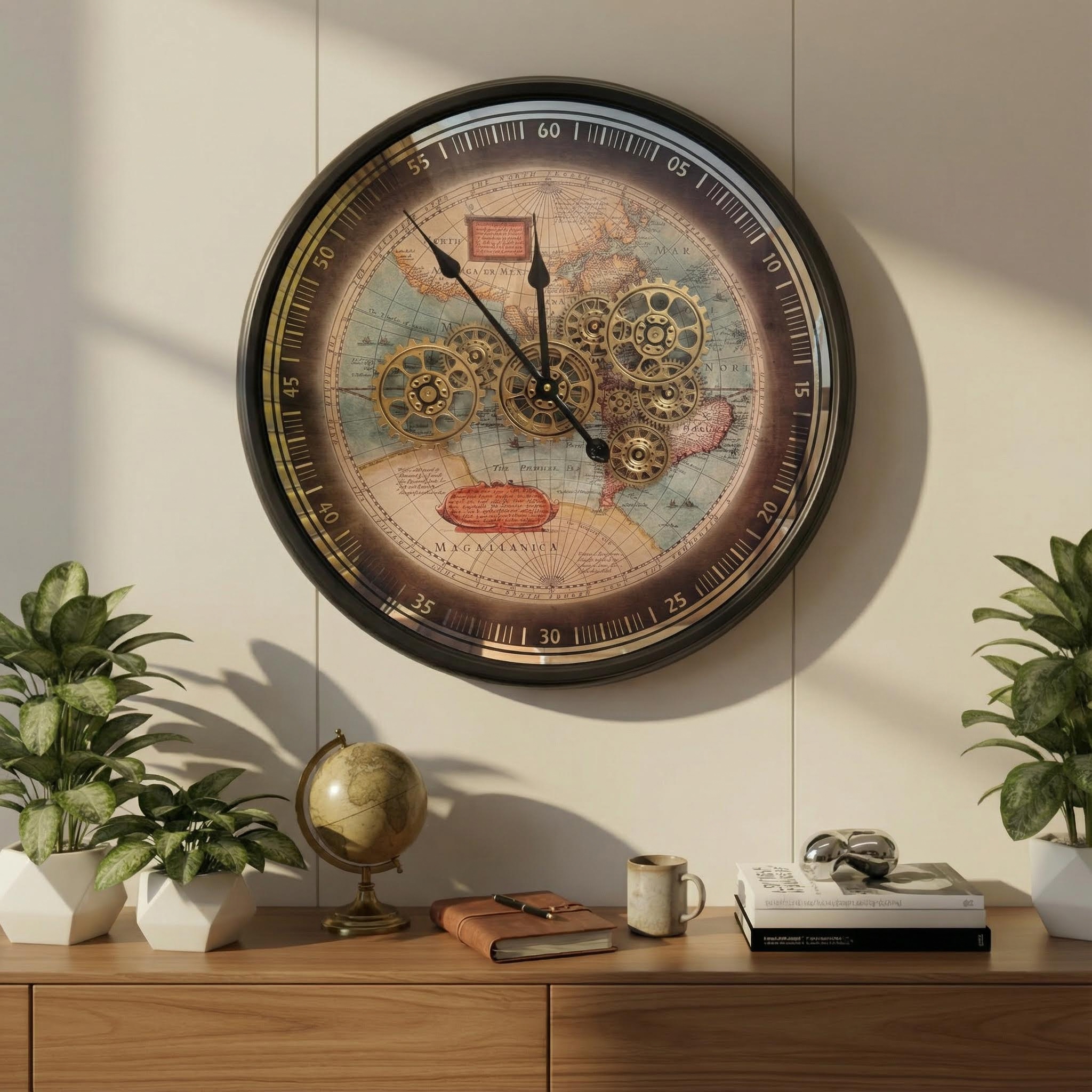 Vintage Voyager Moving Gear Wall Clock - Image 2
