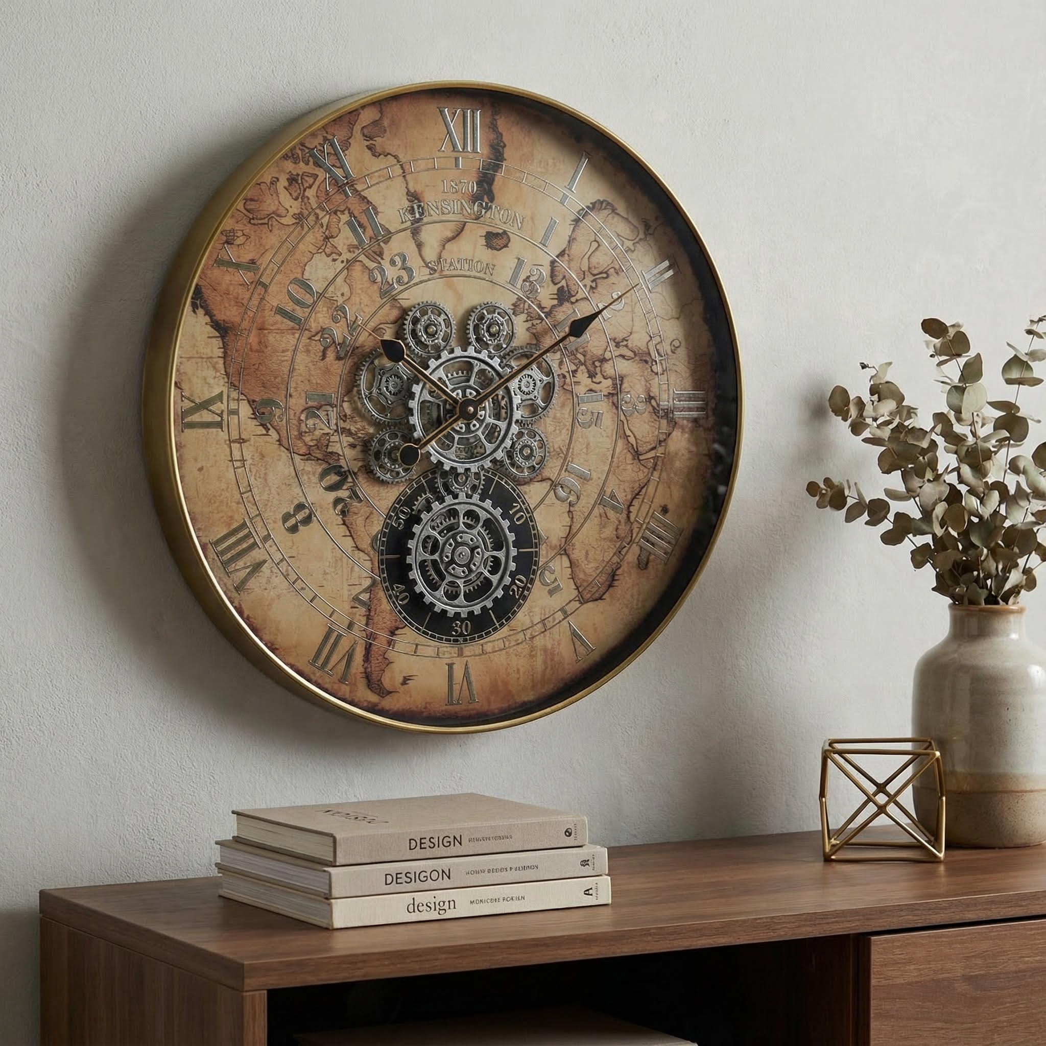 The Kensington Station Steel Body Gear Clock - Image 2