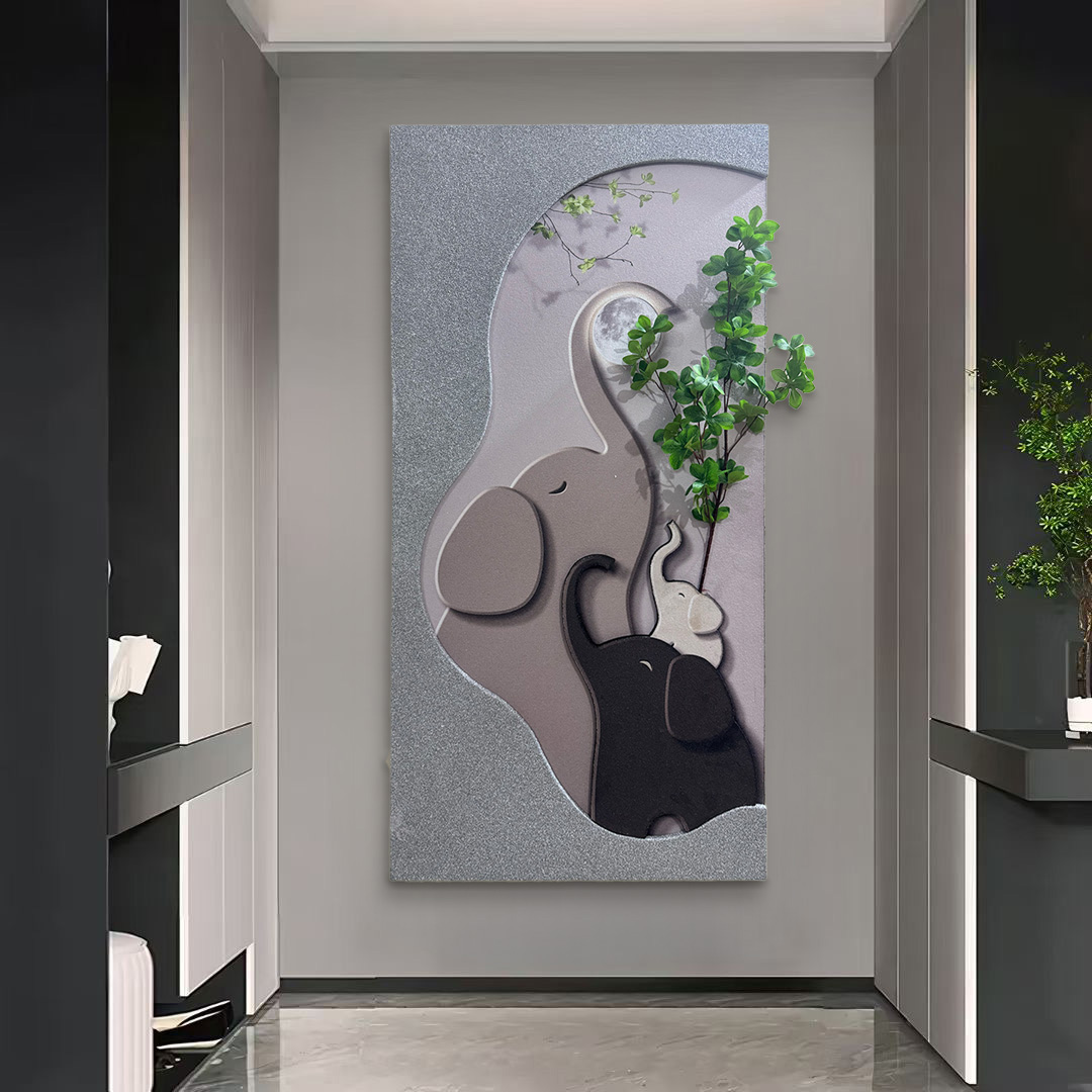 3D Elephant Family Wall Art