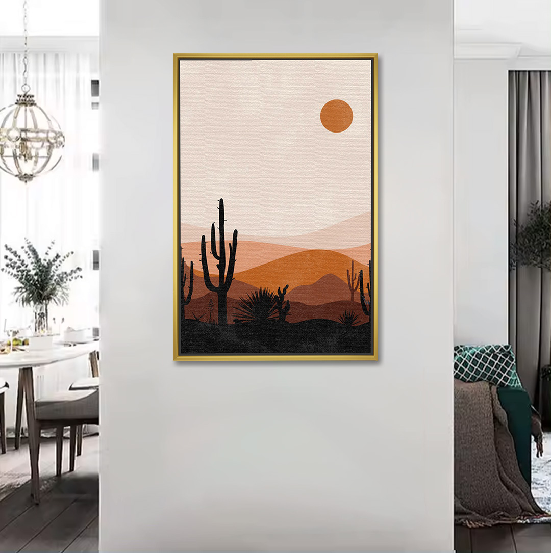 Desert Scene with Orange Sun Painting
