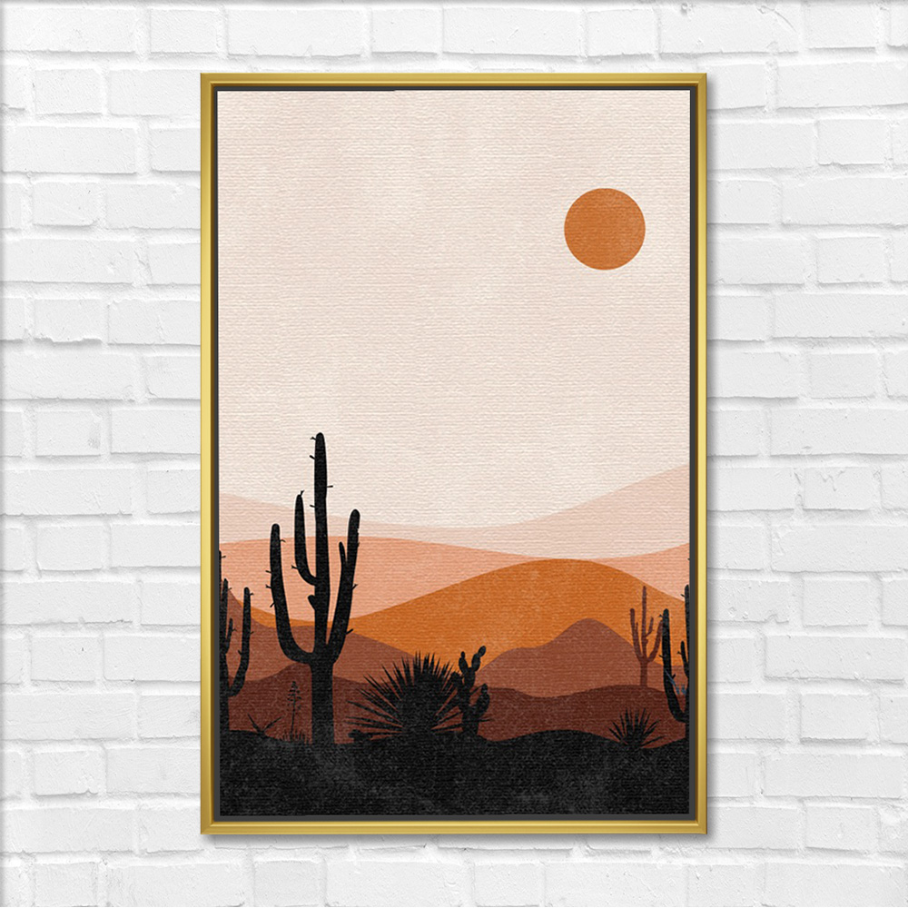 Desert Scene with Orange Sun Painting - Image 3