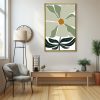 Green Flower with Yellow Center Painting
