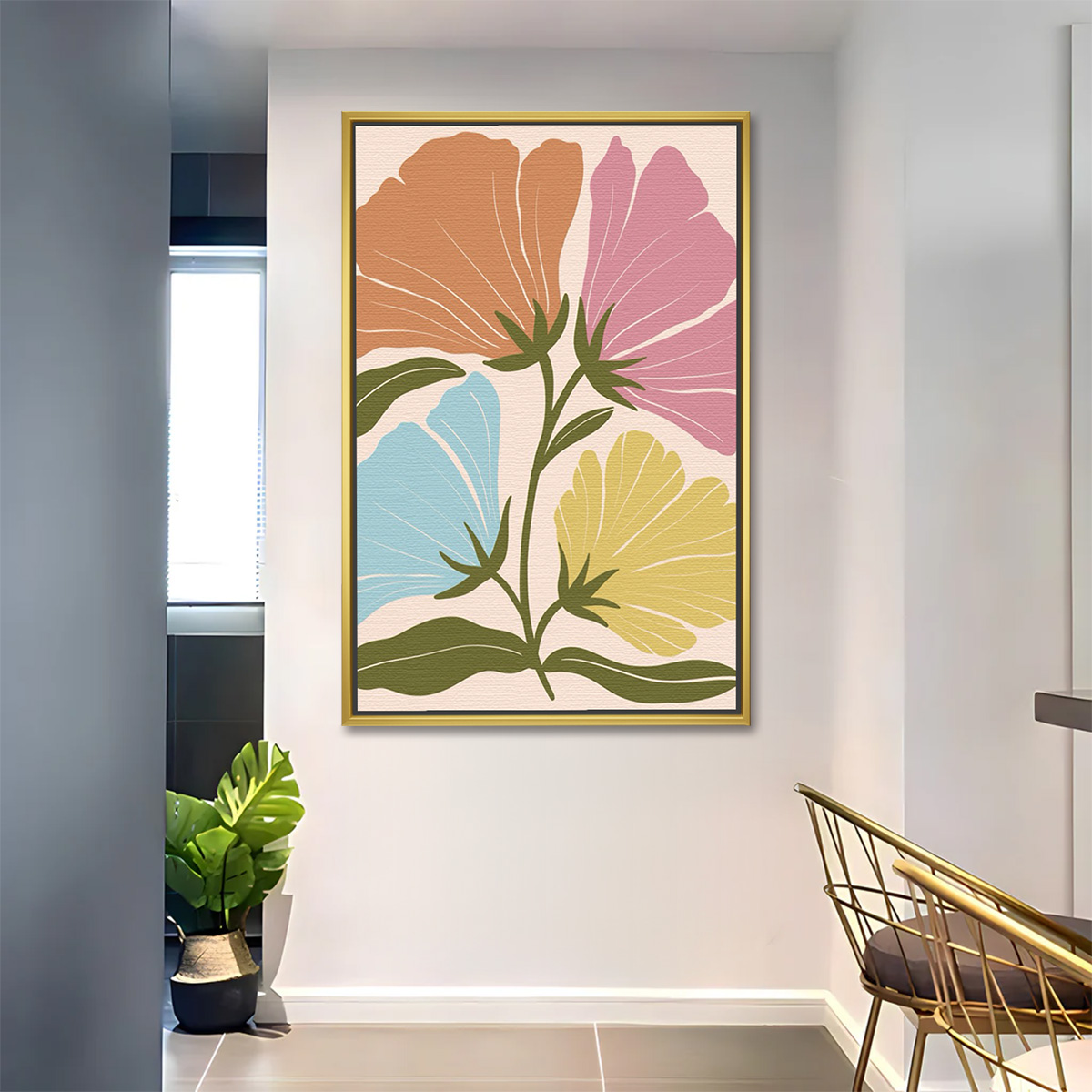 Four Pastel Flowers on Stems Art - Image 2