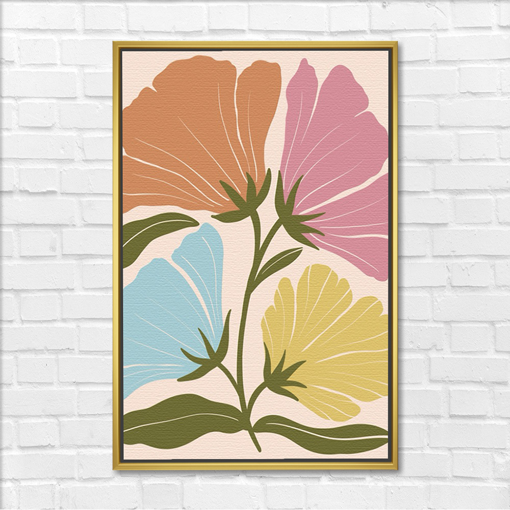 Four Pastel Flowers on Stems Art - Image 3