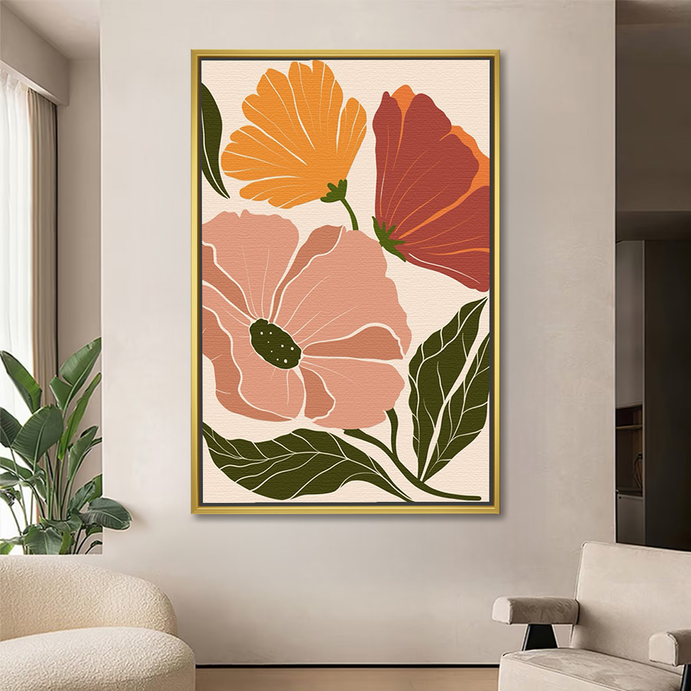 Peach and Orange Floral Mix Art