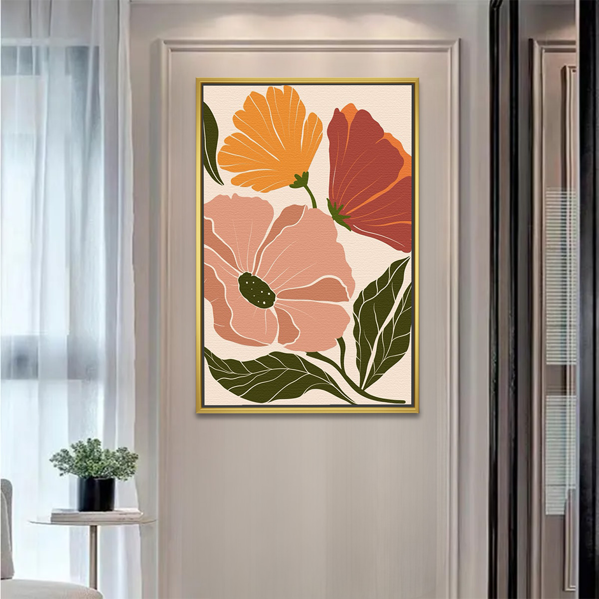 Peach and Orange Floral Mix Art - Image 2