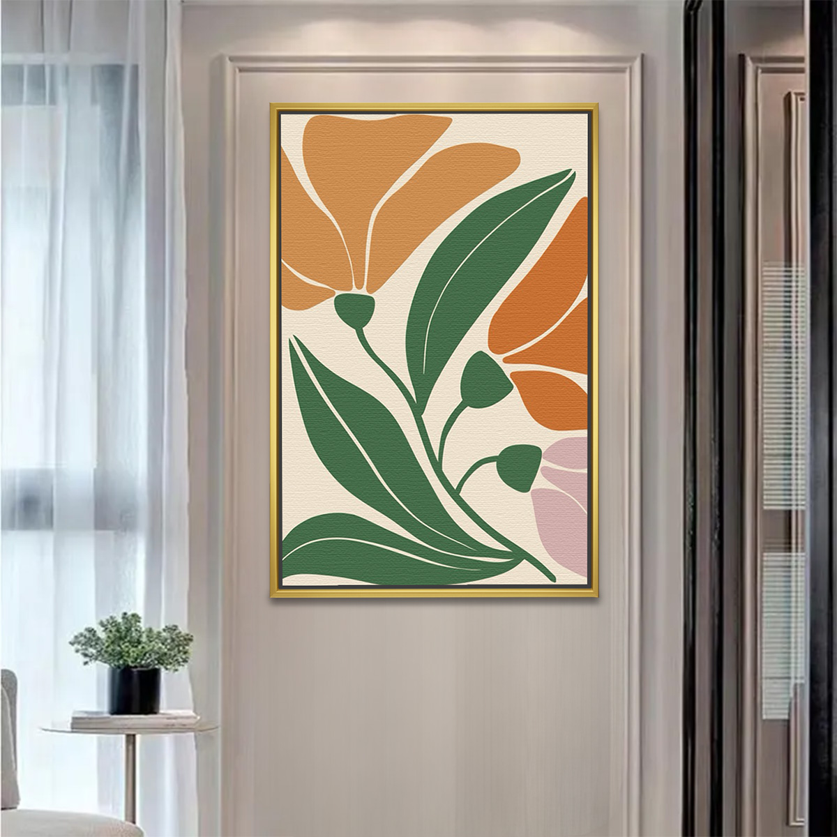 Simple Orange and Pink Flowers Art