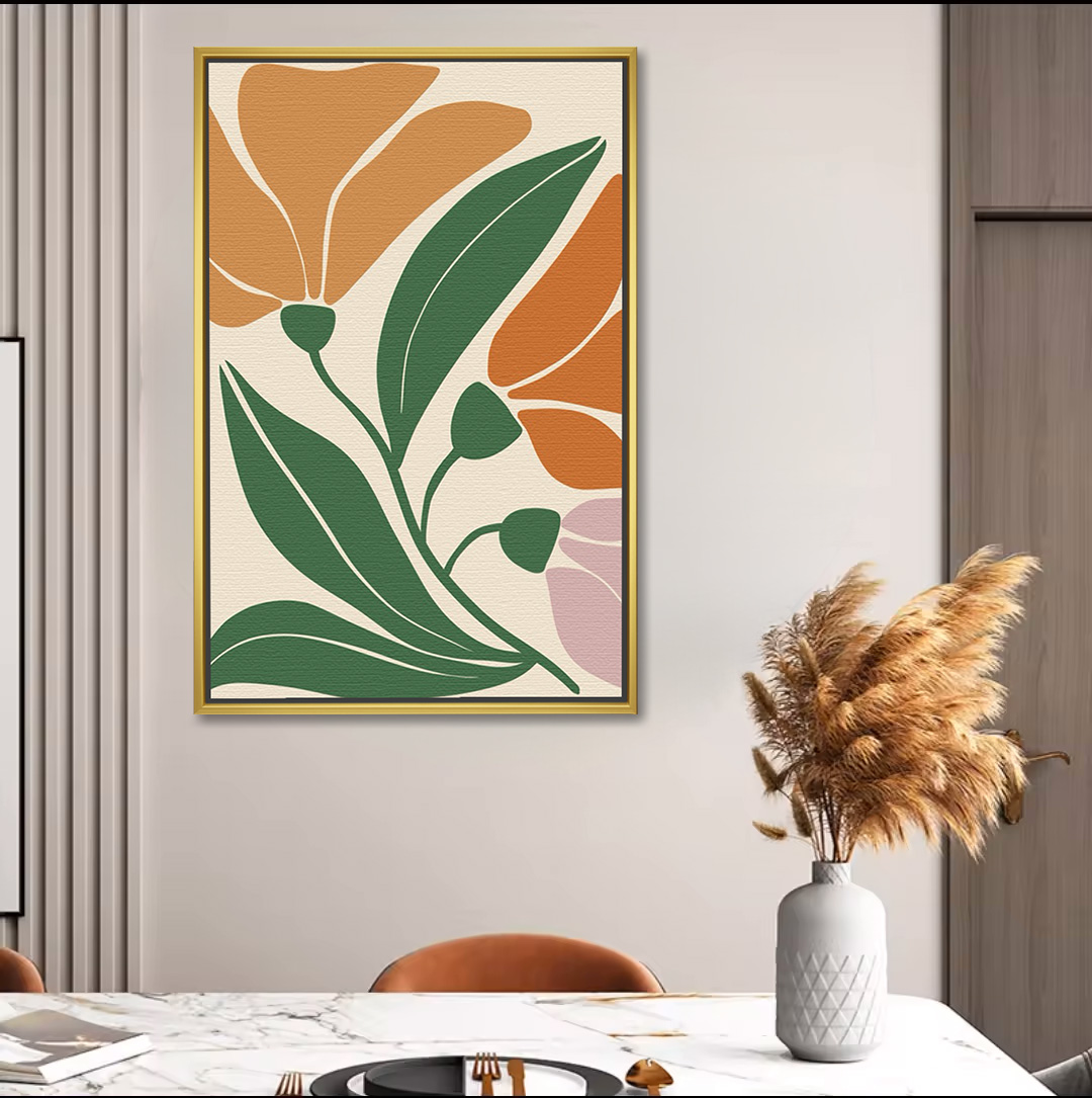 Simple Orange and Pink Flowers Art - Image 2