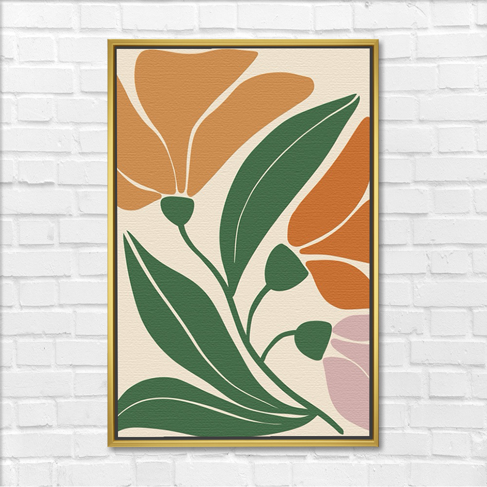 Simple Orange and Pink Flowers Art - Image 3
