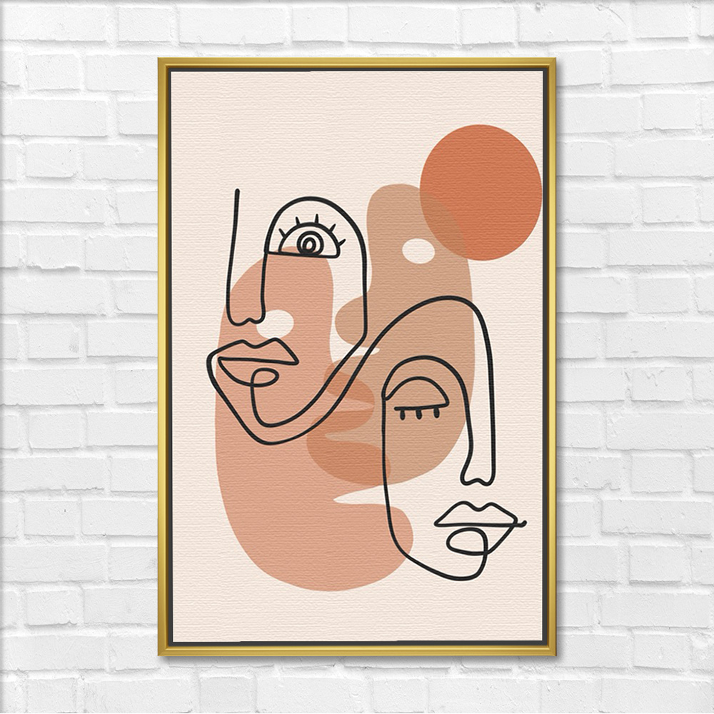 Two Faces in Line Art Style Art - Image 3