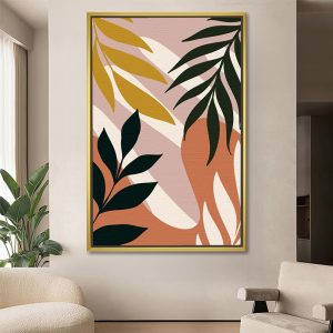 Tropical Leaves with Abstract Shapes Art
