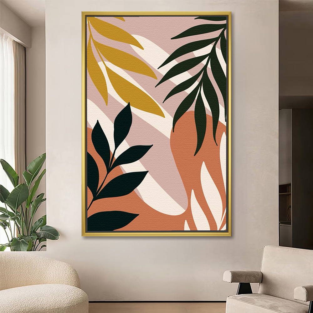 Tropical Leaves with Abstract Shapes Art