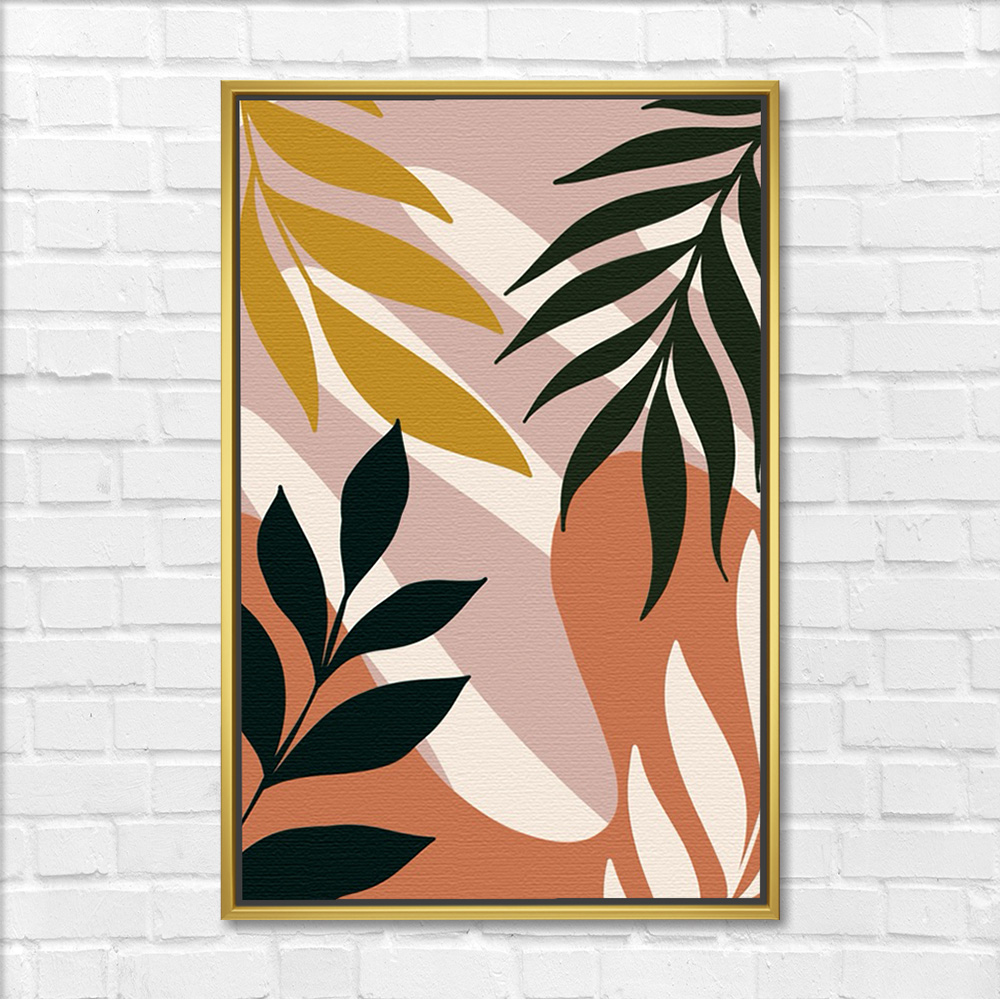 Tropical Leaves with Abstract Shapes Art - Image 3