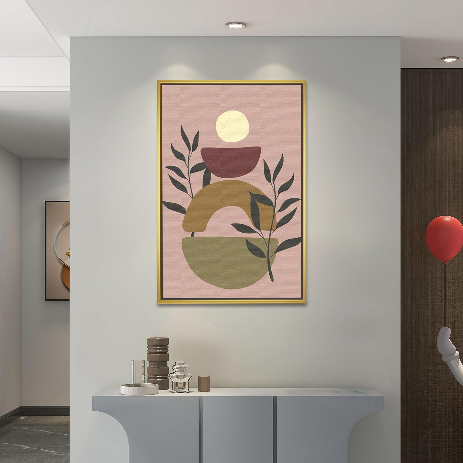 Balancing Sun and Earthy Leaves Painting - Image 2