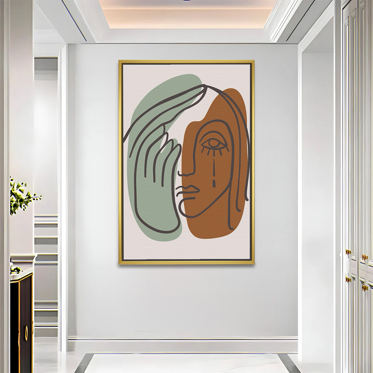 Boho Face and Hand Line Painting