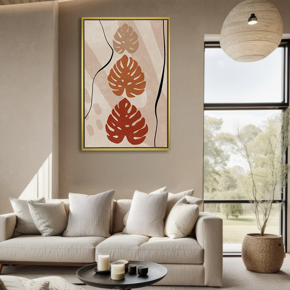 Tropical Monstera Leaves Boho Pattern Art