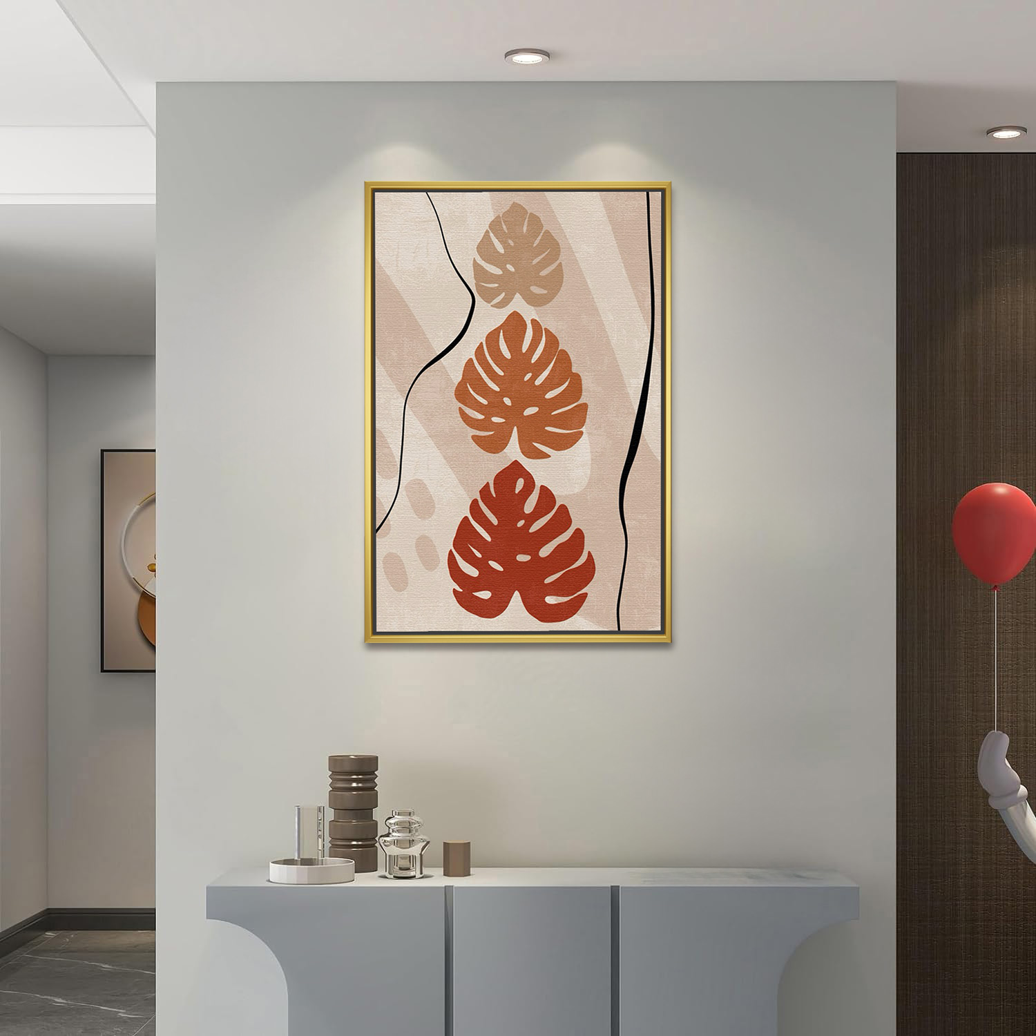 Tropical Monstera Leaves Boho Pattern Art - Image 2