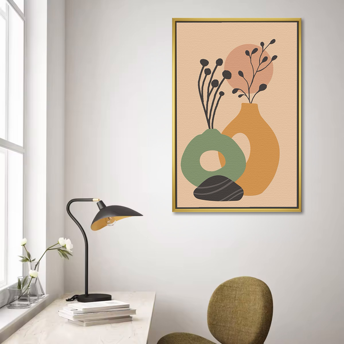 Vases with Sun Boho Botanical Painting - Image 2