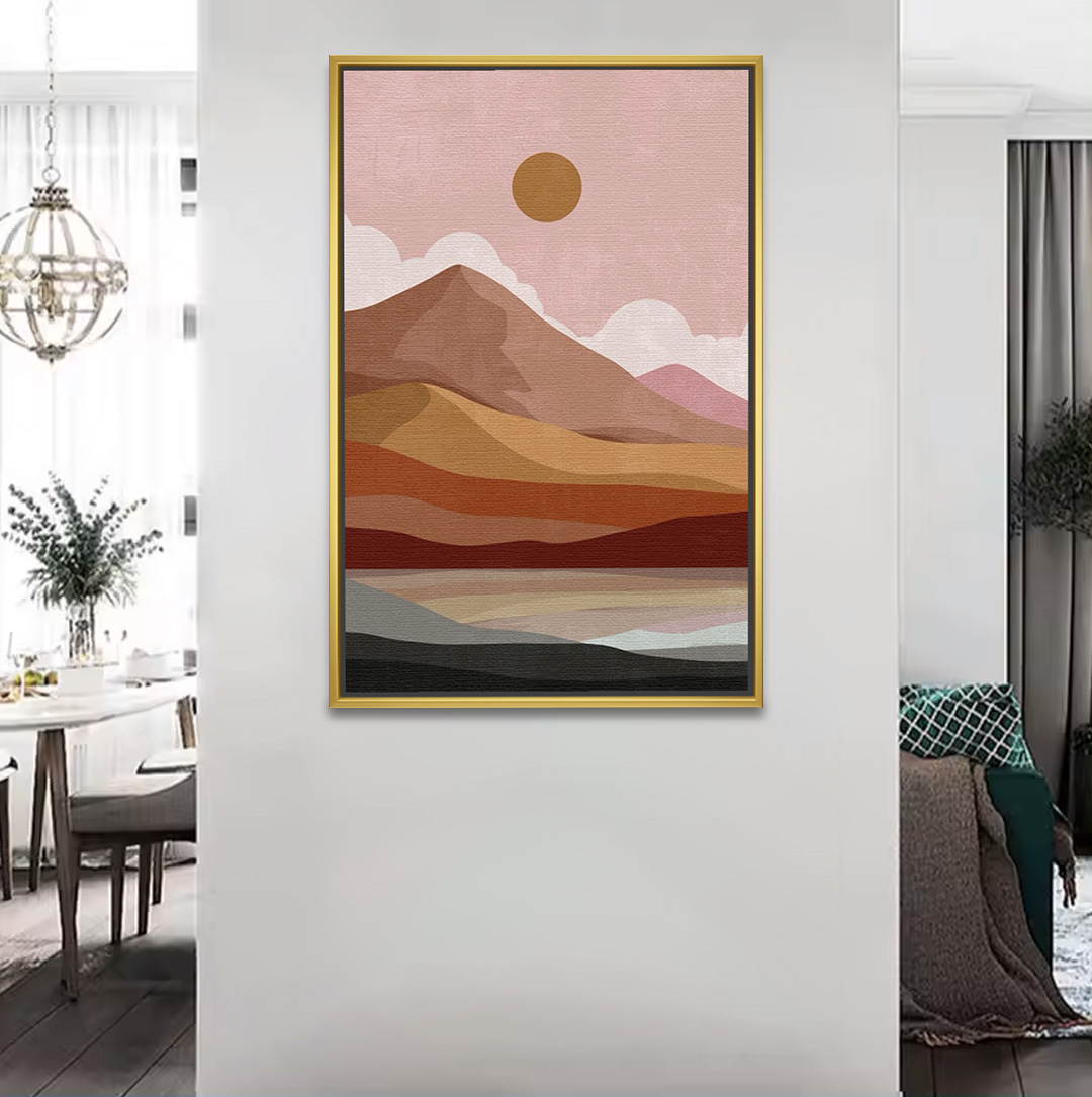 Sunset Over Mountains Boho Dreamscape Art