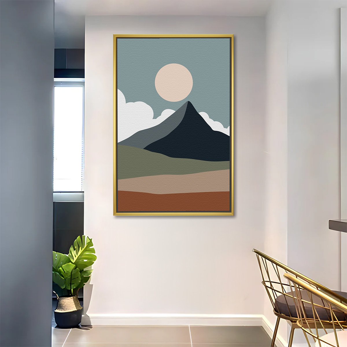 Mountain Peak with Full Sun Art - Image 2