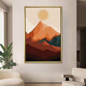 Bold Red Mountains with Sun Painting