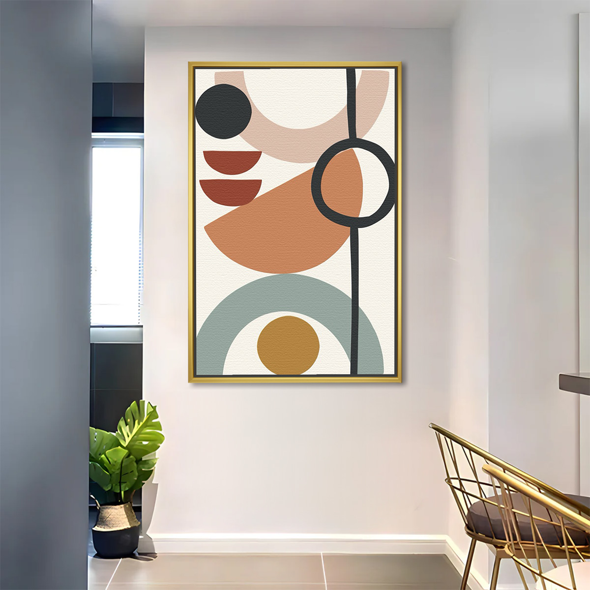 Muted Geometric Harmony Abstract Art - Image 2