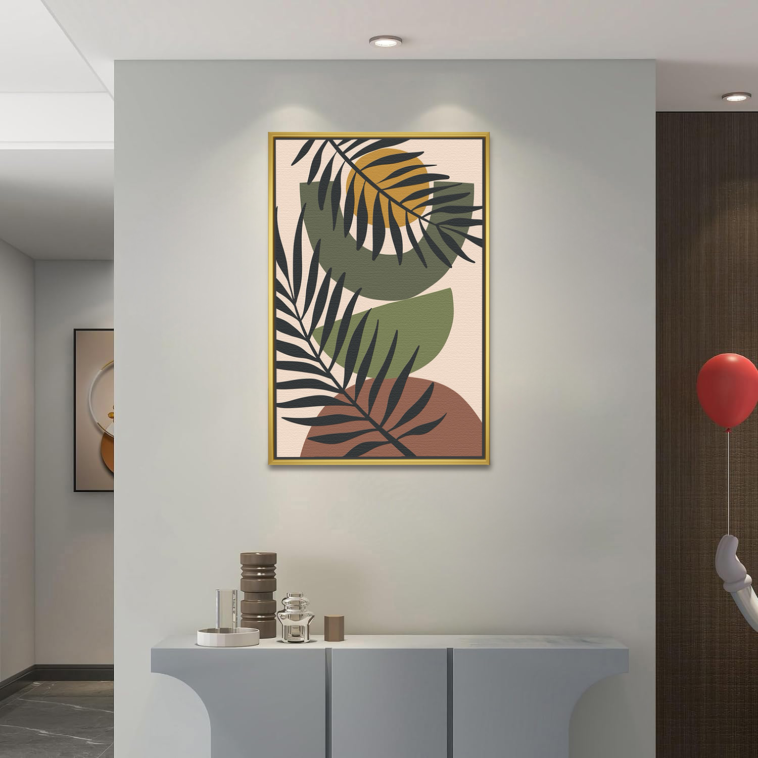 Sunset Palms Abstract Leaf Painting - Image 2