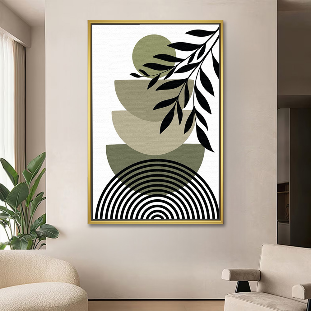 Zen Stack with Monochrome Leaves Painting