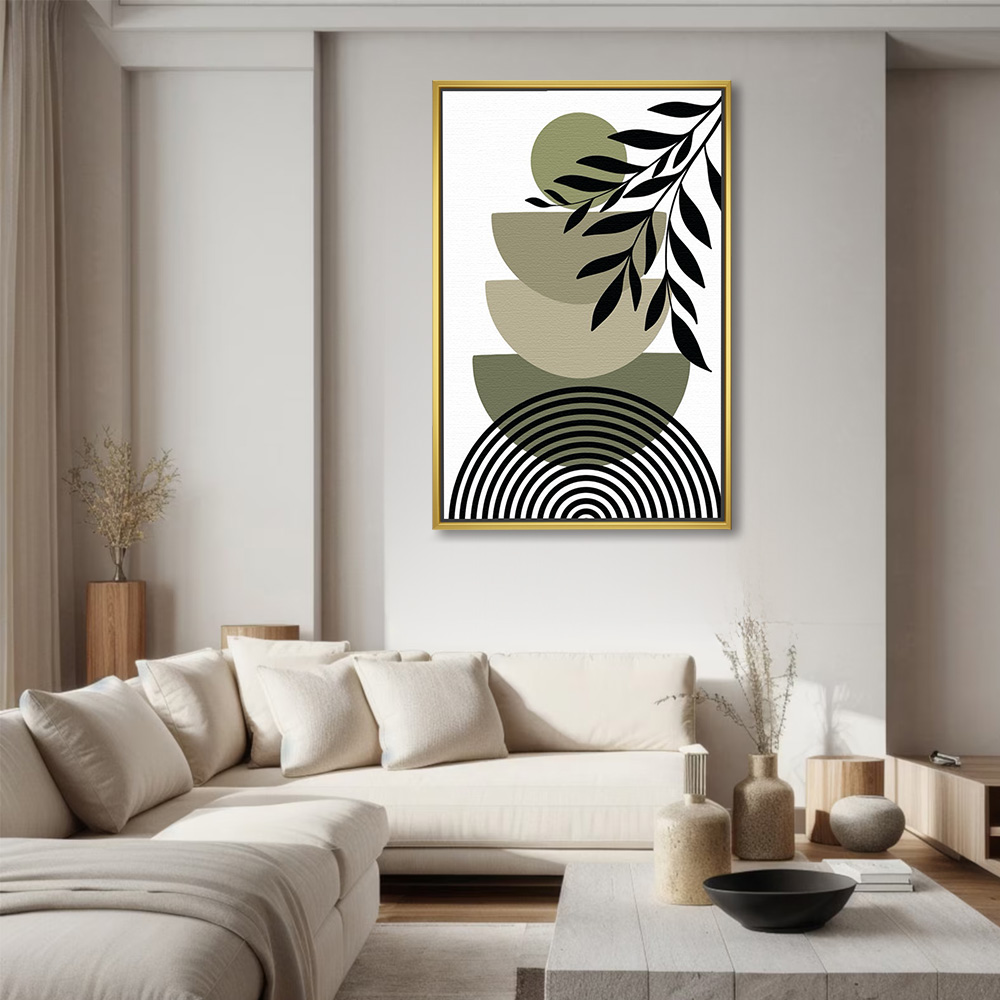 Zen Stack with Monochrome Leaves Painting - Image 2