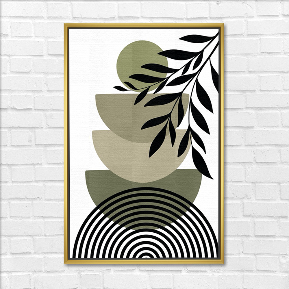 Zen Stack with Monochrome Leaves Painting - Image 3