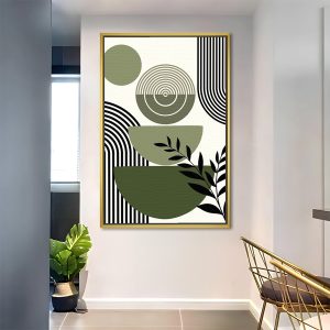 Earthy Stacked Shapes With Leaves Painting