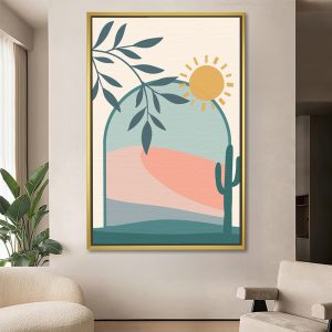 Boho Cat with Plant Sunshine Scene Art