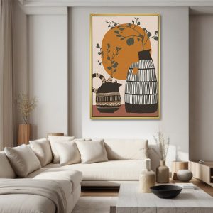 Soft White Wildflowers on Olive Painting